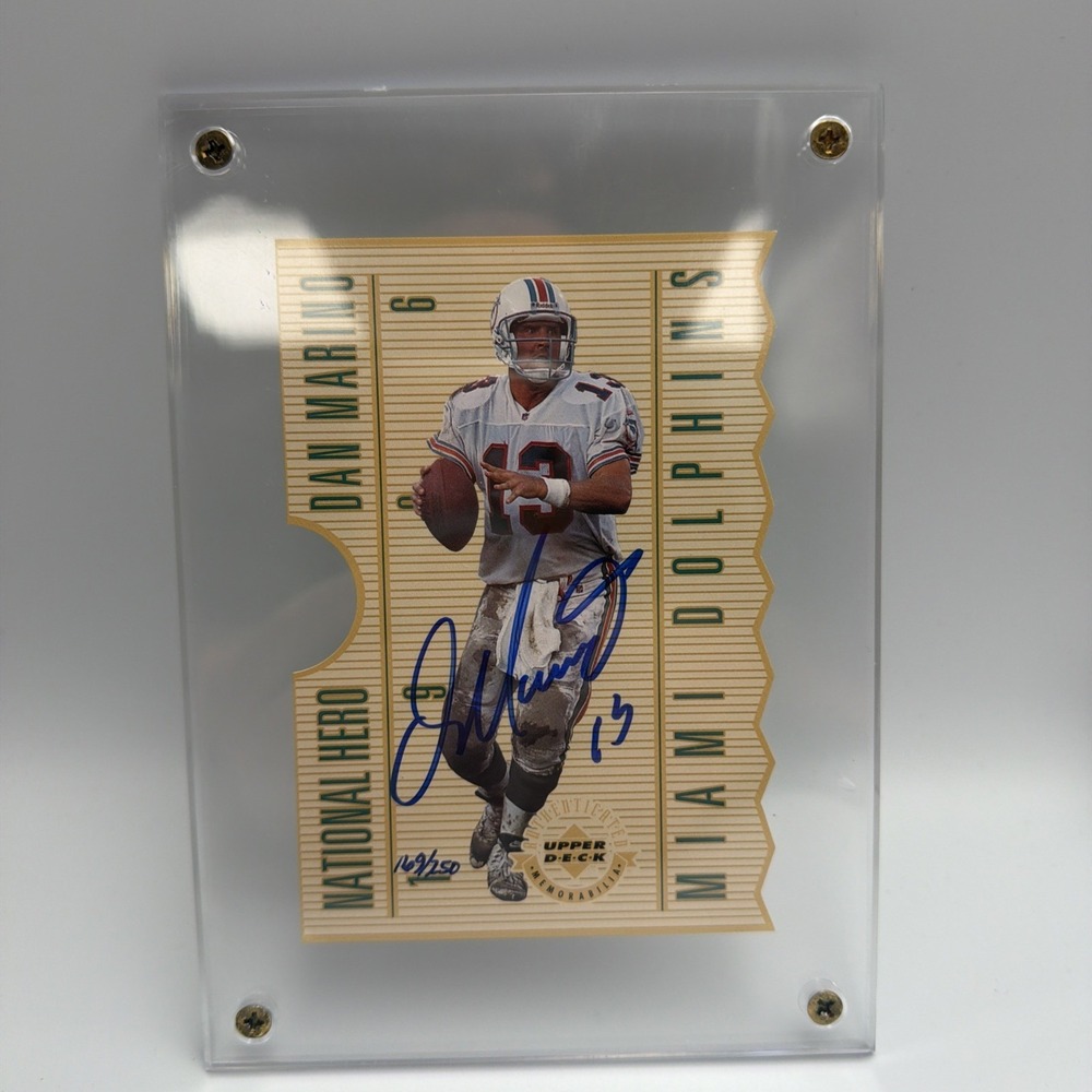 Dan Marino 1996 Upper Deck National Hero Jumbo Die Cut AUTO NH1 #/169 UDA COA